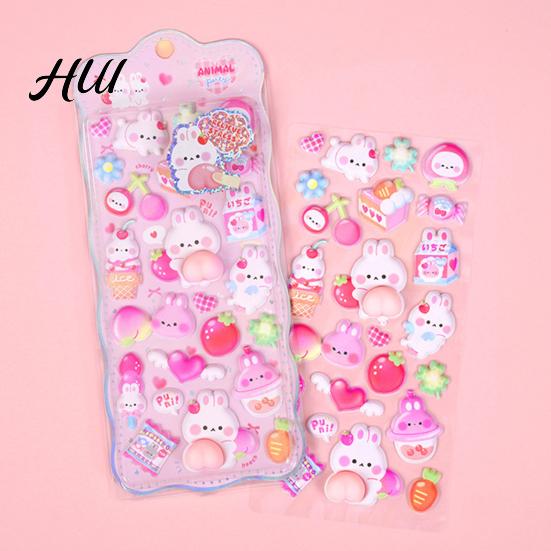 Stress Relief Stickers 3D Puffy Sticker Cartoon Rabbit Bear Panda DIY Phone Case Notebook Scrapbooking Decorative Sheet Preschool Teacher Boy