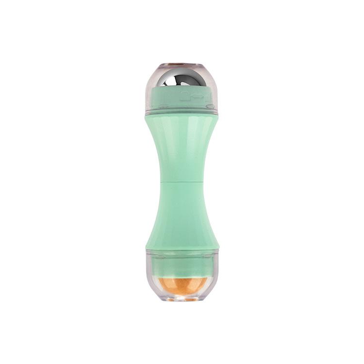 

Массажер для лица с вращающимся шариком и двумя головками из вулканического камня с сильным удалением масла и эффектом очищения пор зелёный