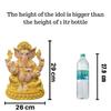 1 Piece PolyResin Gold Color Premium Decorative Lord Ganesha Statue & Idols for Home, Office, and Pooja, for Festivals, Weddings