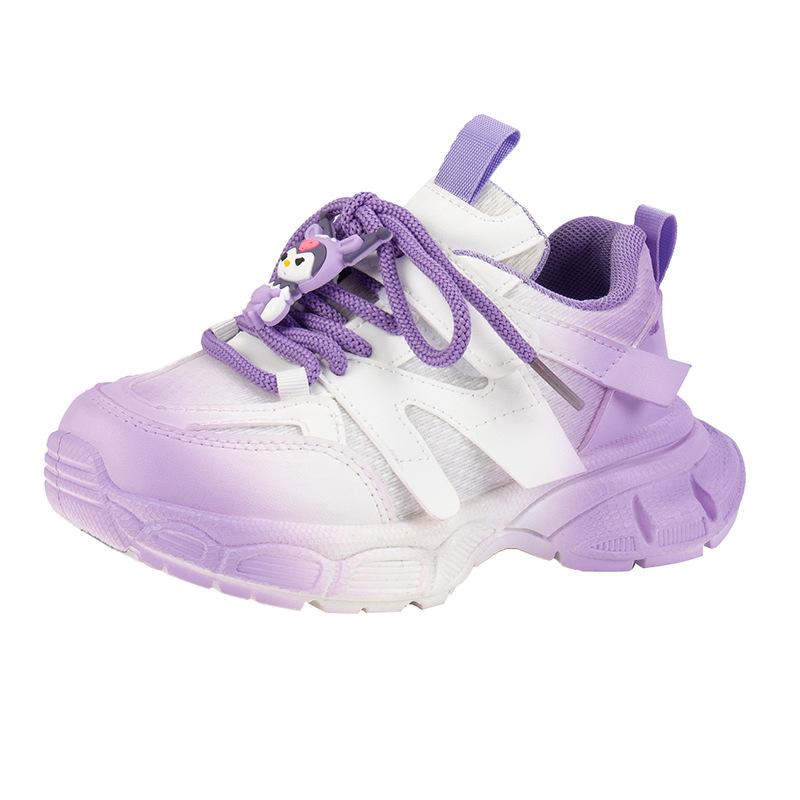 New Velcro Girls Sports Shoes Fashion Design Cartoon Wear-resistant Comfortable Soft-soled Running Shoes