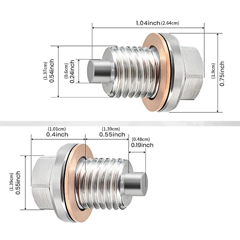 Universeller Ölablassschraube M14x1 5mm Magnetisches Design Wird mit 5 Stück Kupferdichtungen geliefert Für verlängerte Motorlebensdauer