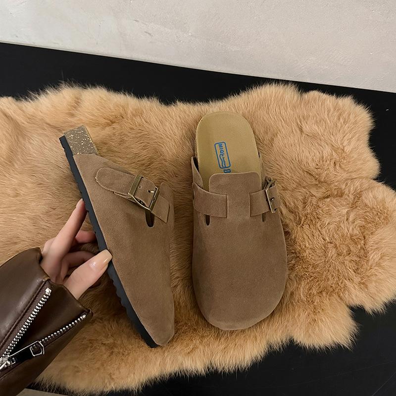 The New 2025 Lazy Single Shoes Wear Thick Bag Head and Half Slippers with One Foot, and the Bottom of Boken Spring Soft-soled Birken Shoes for Women.