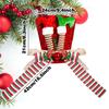Christmas Elf Leg Tree Topper, Red Green Striped Bow Hat, Artificial Xmas Decoration Ornaments Party, Home Gift