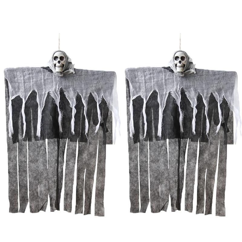 Halloween Hanging Skeleton Ghost Gauze Pendant Horror Decoration DIY Haunted House Party Props Yard Garden Ornaments