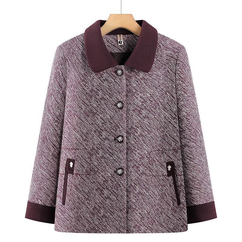 

Stylish Long-Sleeve Lapel Jacket for Elderly Women & Mother-in-Law 3XL (Recommended for 120-135 jin) фіолетовий