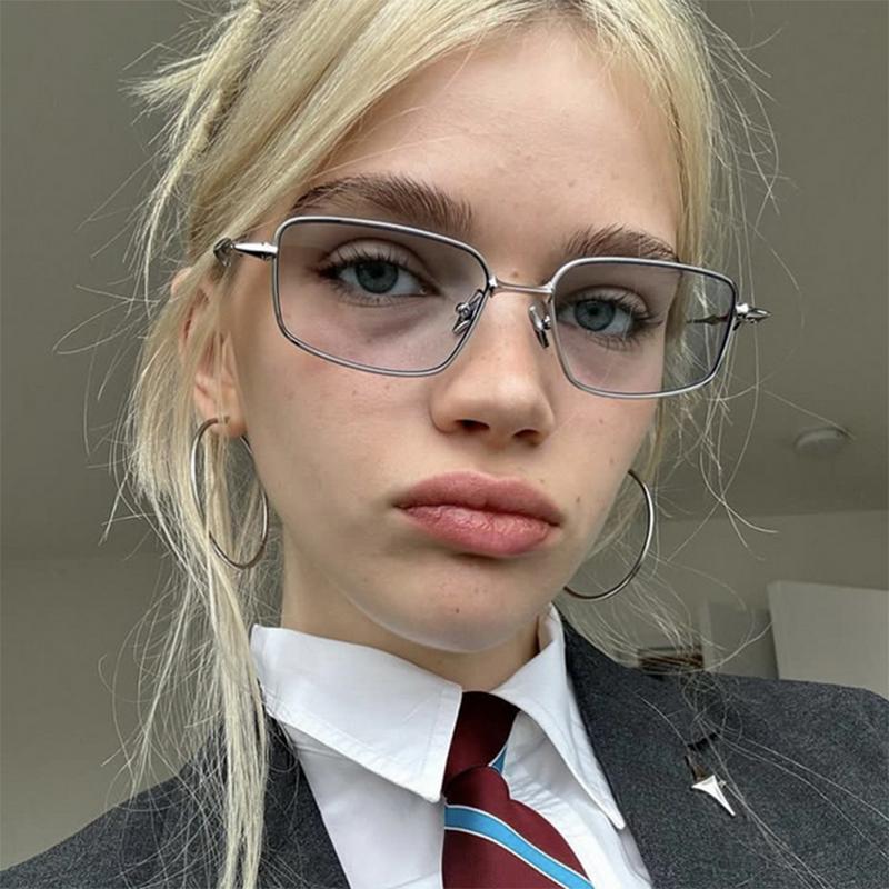Unisex Trendy Square Irregular Glasses Small Frame Narrow Frame Retro Style Optics for Fashionable Eye Wear
