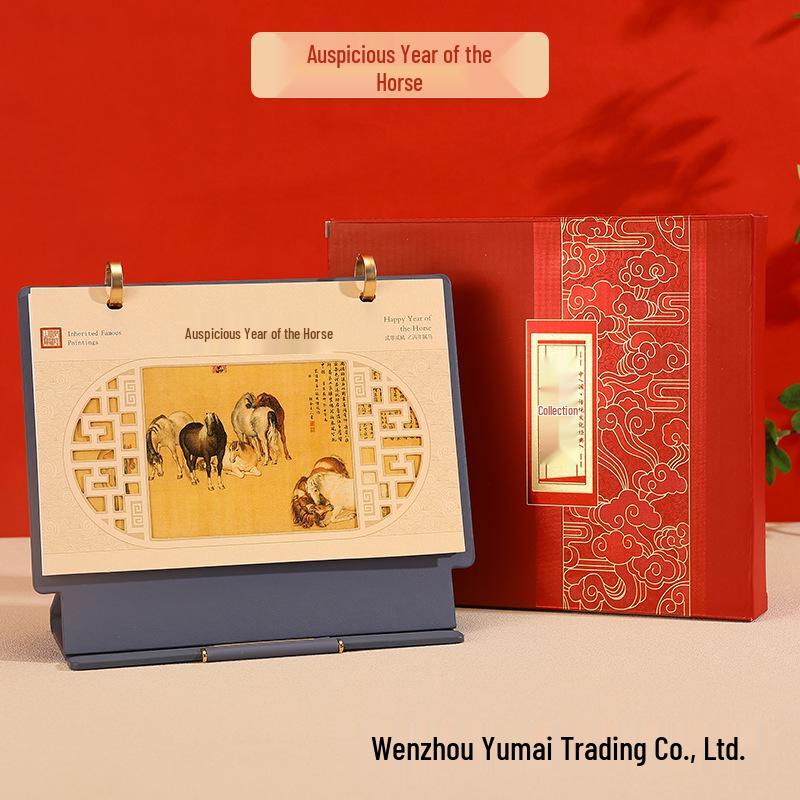 2026 Premium Leather Desk Calendar - High-End Business Gift, Boxed Office Ornament, Monthly Enterprise Planner