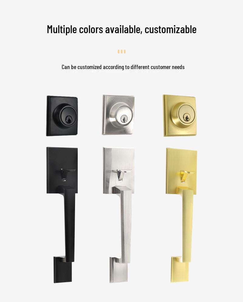 Black Zinc Alloy Anti-theft Door Lock Set for Wooden Entrance Doors
