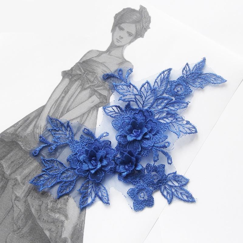3d Flower Embroidery Applique Diy Craft Materials Clothing Decoration Lace Mesh Sew On Patch Wedding Gown Dress Accessories