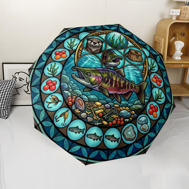 Festival Symbols pattern umbrella, portable and foldable design, 8 ribs, a casual accessory for Halloween, Christmas, and birthday gifts.