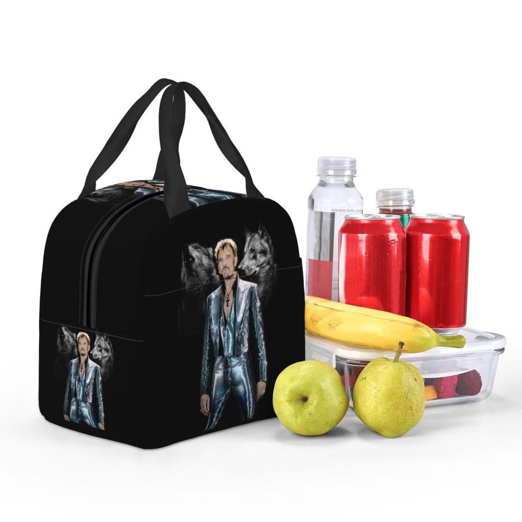 Sac isotherme personnalisé Johnny Hallyday Music Singer pour le déjeuner pour femmes Rock français Réutilisable Thermique Refroidisseur Boîte à lunch Scolaire