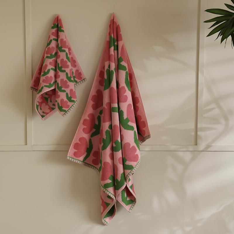

New Years Plaid Flower Cotton Towel Soft Kindly-skin Face Towel Absorbent Bathroom Face Household Adult Kids Towels Drop shippg 34x35cm рожевий