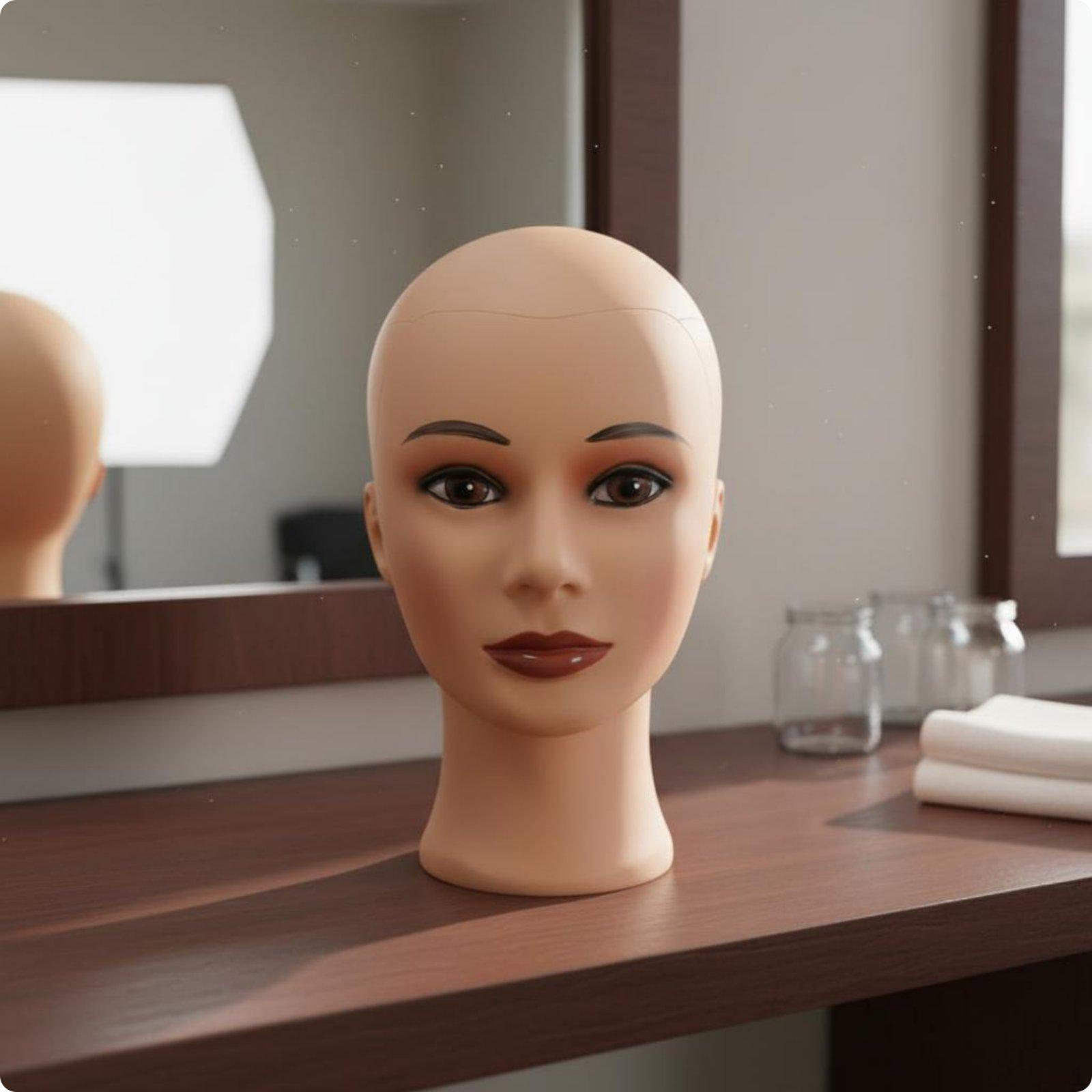 Black Skin Hairpiece Head Smooth Surface Bald Mannequin PVC Material