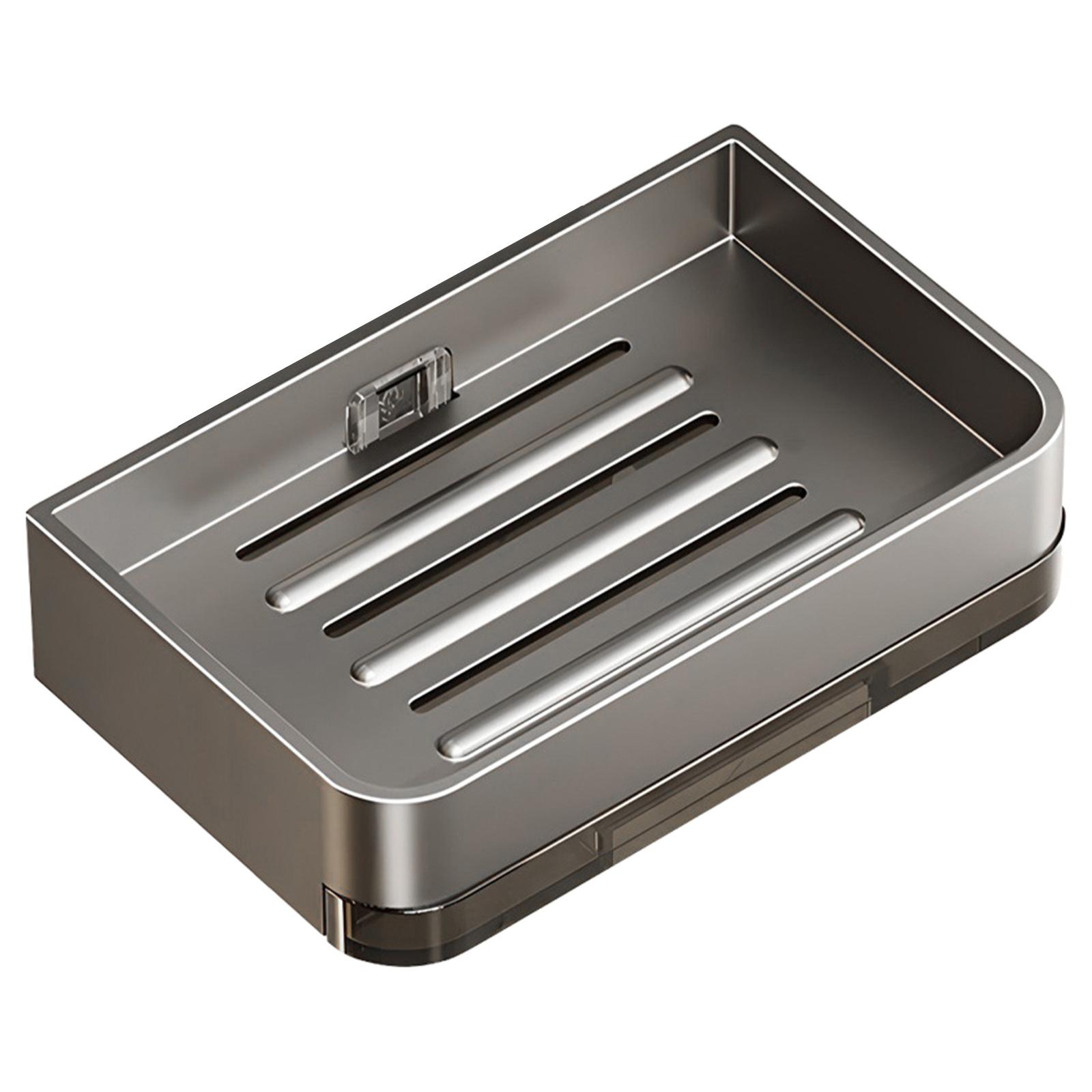 

Мыльница из алюминиевого сплава для ванной комнаты с настенным сливом для воды, мыльница для ванной комнаты, аксессуары для ванной комнаты серый