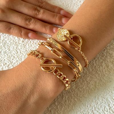 Punk Kubanische Gliederkette Münzanhänger Armband für Damen am Handgelenk Vintage oT Schnalle Schlangenkette Charms Armbänder Partner Schmuck Geschenk