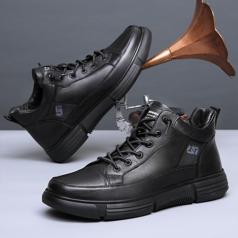 2025 autumn new formal men's leather shoes business office fashion men's shoes first layer cowhide high-top shoes can be