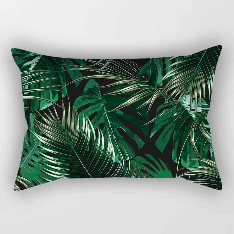 30*50cm Tropische Blume Pflanzenmuster Gedruckter Dekorativer Kissenbezug Schlafzimmer Wohnzimmer Zuhause Rechteckiger Kissenbezug Kissen