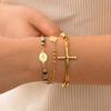 Muslim Stainless Steel Bracelets Cross Beaded Three-color Round Bead Our Lady Bracelet for Women Girls Islam Jewelry Gifts