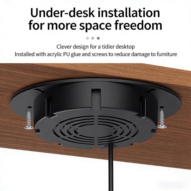 Universal Hide Wireless Phone Chargers 10W Quick Charge Under Desk Install For Multiple Surfaces Keep Workspaces Clean