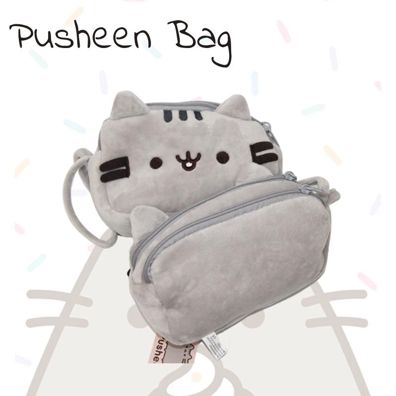 Pusheen Cat Makeup Soft Plush Doubledeck Zipper Bag Portable Cartoon  Box Gift