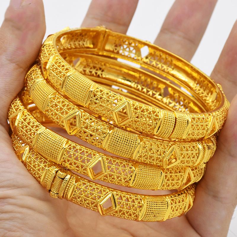 24K Gold Plated Dubai Bridal Bracelet Alloy Nigerian Ladies Sand Gold Bracelet Jewelry Bracelet 2026