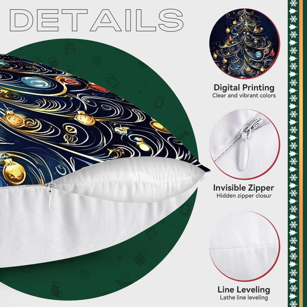 Holiday Christmas Tree Pillowcase Printed Polyester 45X45Cm Throw Pillowcover Decorative Sofa Cushion Pillowslip Home Decor