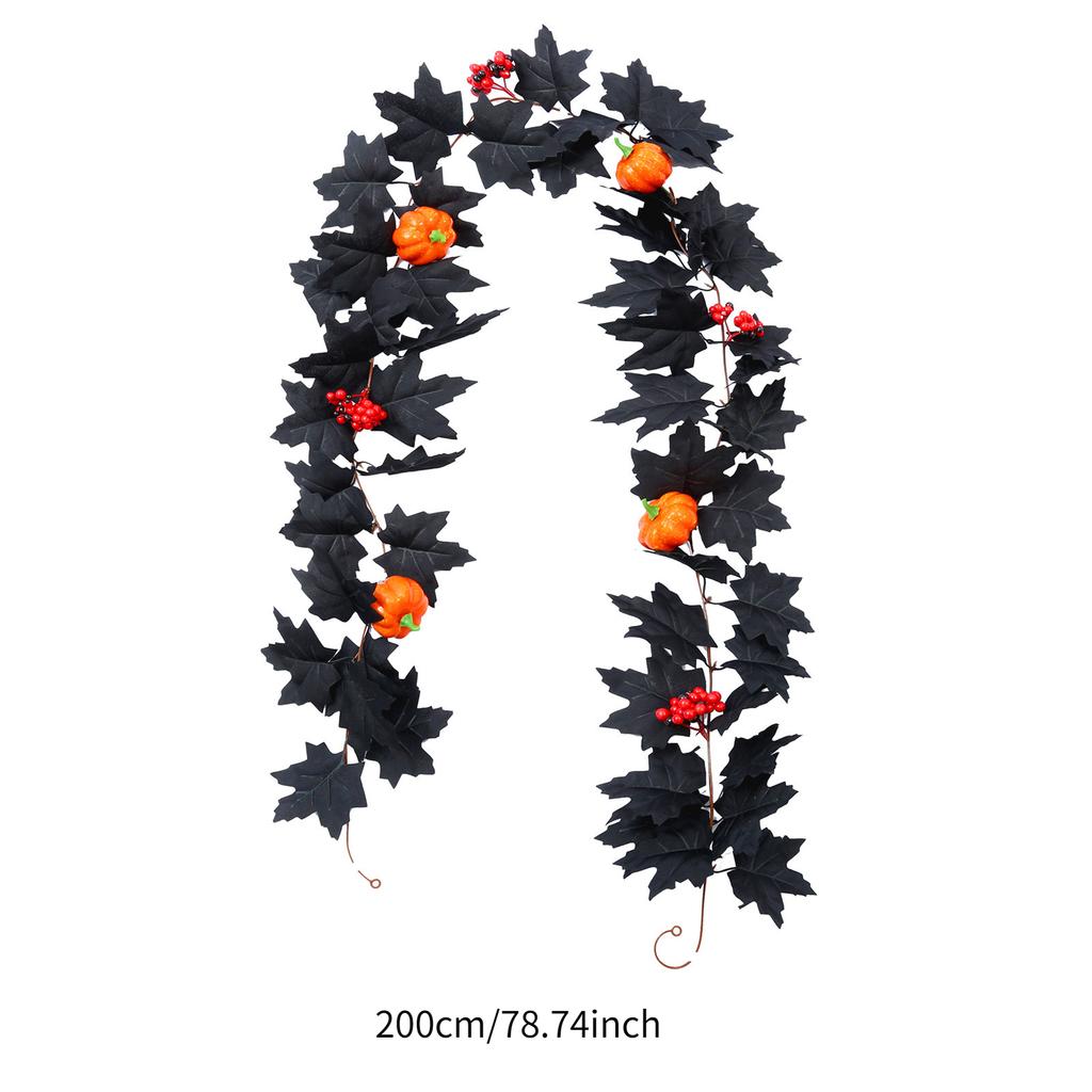 2M Halloween Künstliches Ahornblatt Herbst Landschaftsdeko Grüne Pflanzen Ahornblatt Simulation Wandbehang Weihnachtsranke