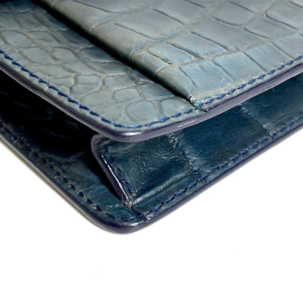 VERSACE logo Bag Clutch Bag with Strap Clutch bag Embossed Leather blue