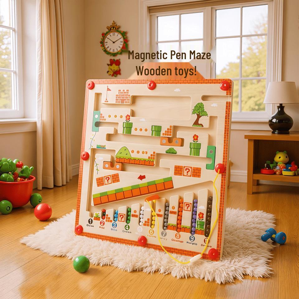 Children's Mushroom Maze: Magnetic Bead Sorting & Counting Game