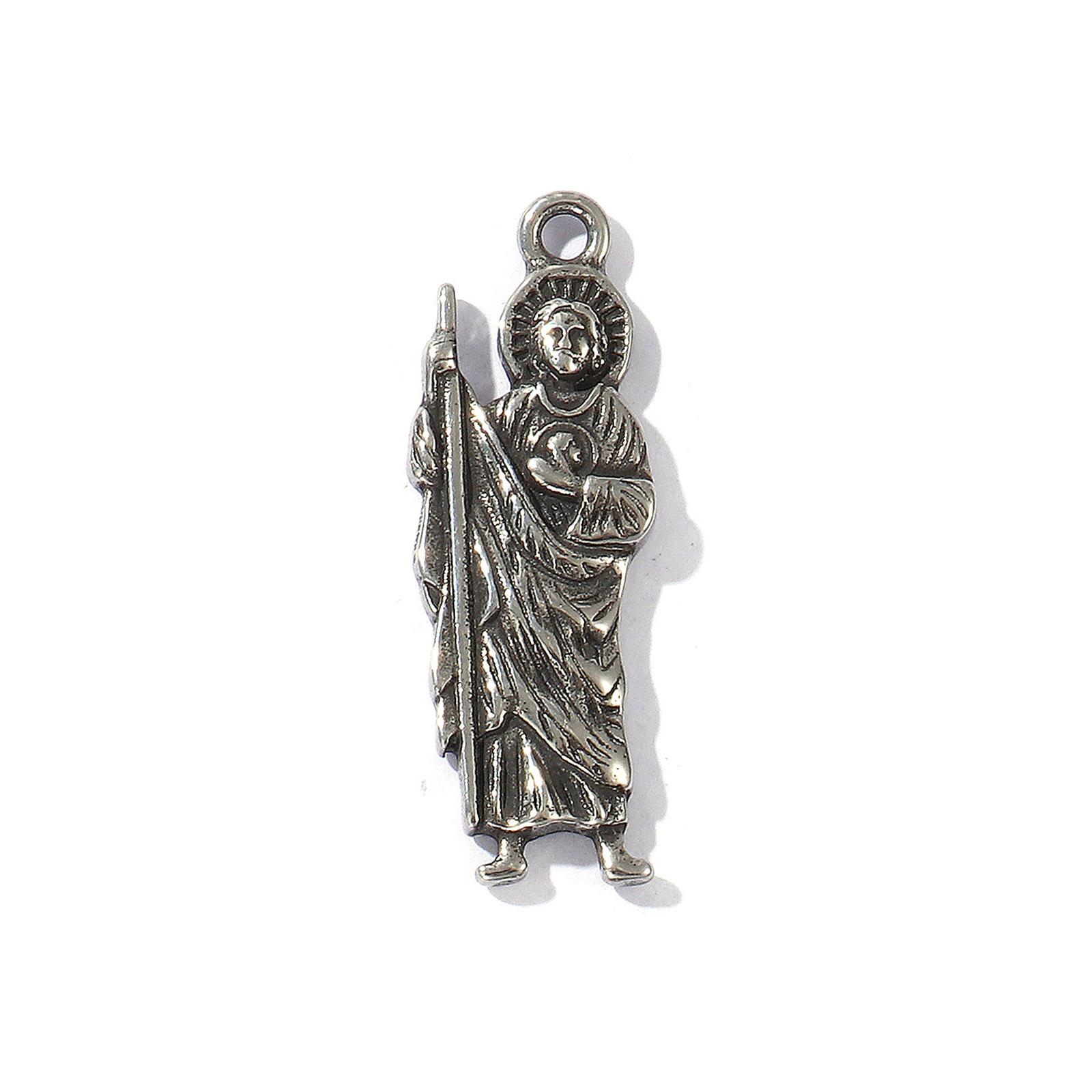 

1 Piece 304 Stainless Steel Religious Charms Antique Silver Plated Christ Jesus Cross Crucifix Pendants For DIY Necklace Making