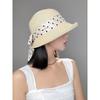 Polka dot foreign style fashionable sunshade straw hat children summer French elegant seaside vacation sunscreen bucket hat