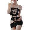 Erotic Lingerie Dress Tight Hollow Out Tearing Deep V Gathering Short Hip Hugging Skirt Sexy Dessuos Costume for Women Sex