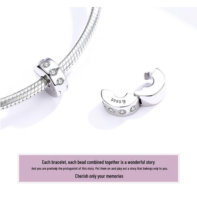 Yinziyun S925 Sterling Silver Bead Charm: Platinum-Plated, Diamond Accents, Openable Design
