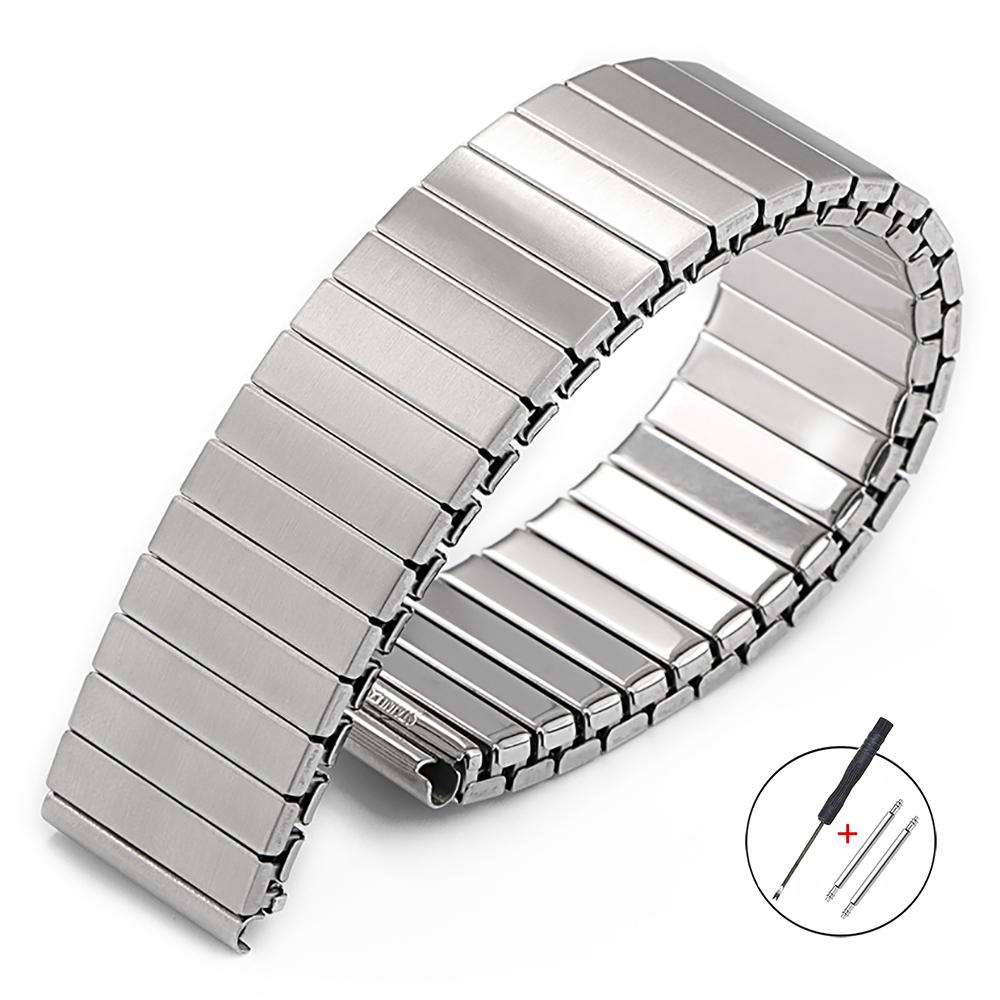 

Эластичный металлический ремешок для часов 16 мм 18 мм для ремешка часов Swatch Растягивающийся расширяющийся ремешок для часов из нержавеющей стали Мужские женские браслеты Аксессуары 18mm&S серебряный