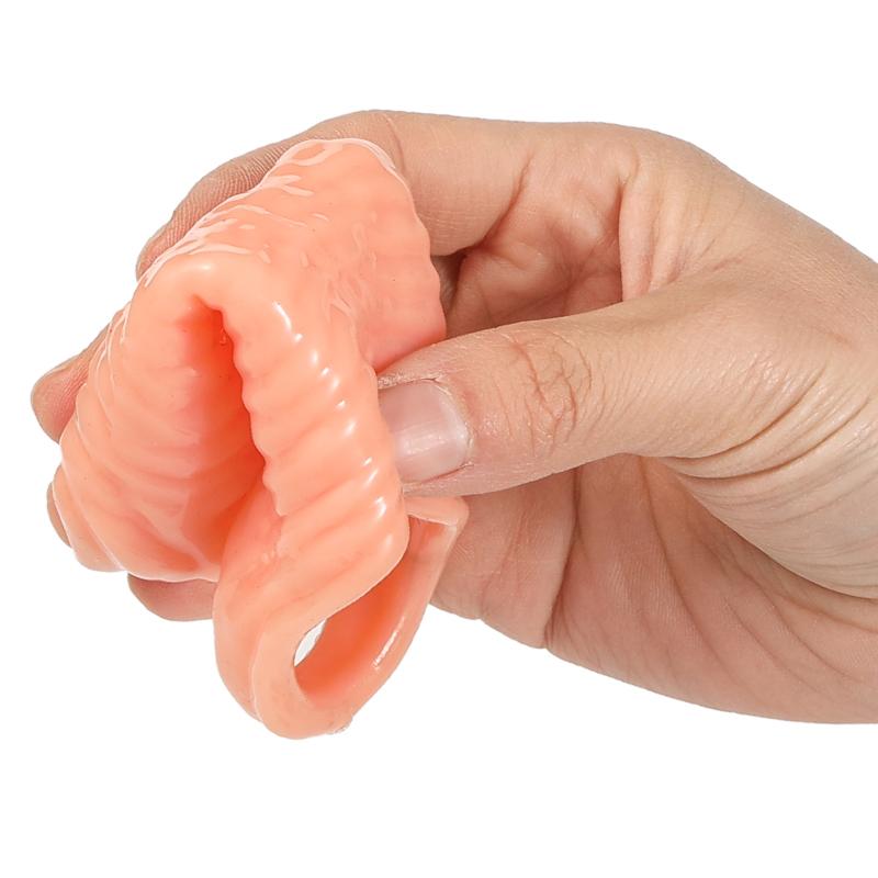 Penis Ring Enlarge Penis Sleeve Sheath Enlargement Enlarger Exposed Head Cock Cover Ring Delay Ejaculation Sexy Sex Toys for Men
