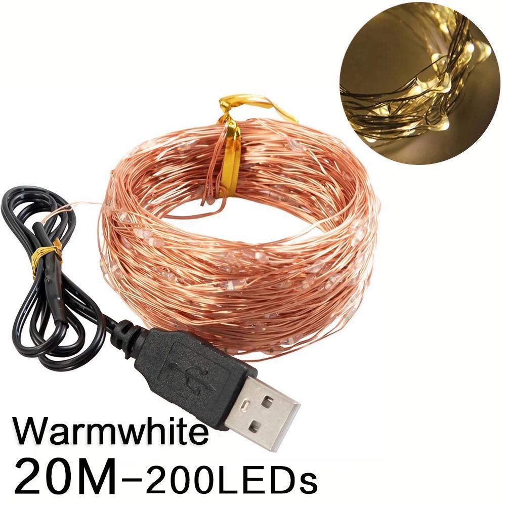 2/5/10/20M USB LED String Lights for Xmas Garland Party Wedding Home House Decoration Christmas Tree Flasher Fairy Lights