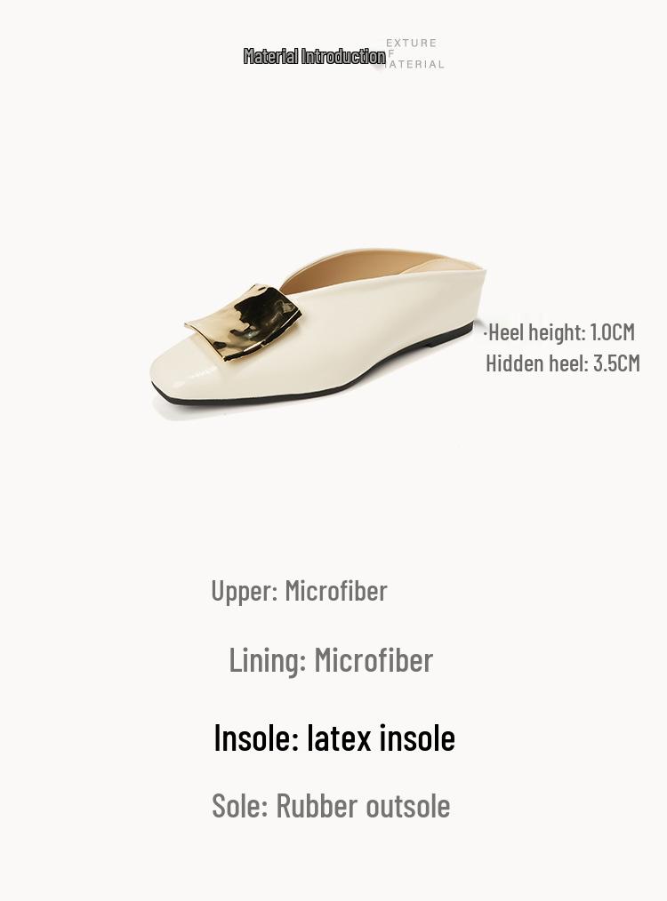 Wei Wei Retro Square Toe Slip-On Women's Sandals with Square Buckle