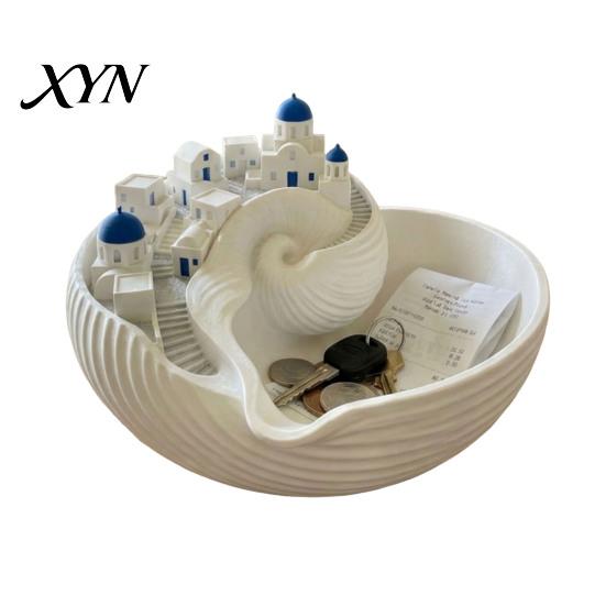 Dekorative Aufbewahrungsschale Muschelschale, Schreibtischschale, Exquisites Griechisches Kleines Schälchen Insel-Charme für Schlüssel Schmuck Münzen Mediterran Stil Schale