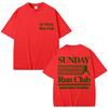 Sunday Running Club Graphic Summer T Shirt Cotton Breathable Sporty  Jogging Tshirts Unisex Women Oversized Cotton Casual Tshirt