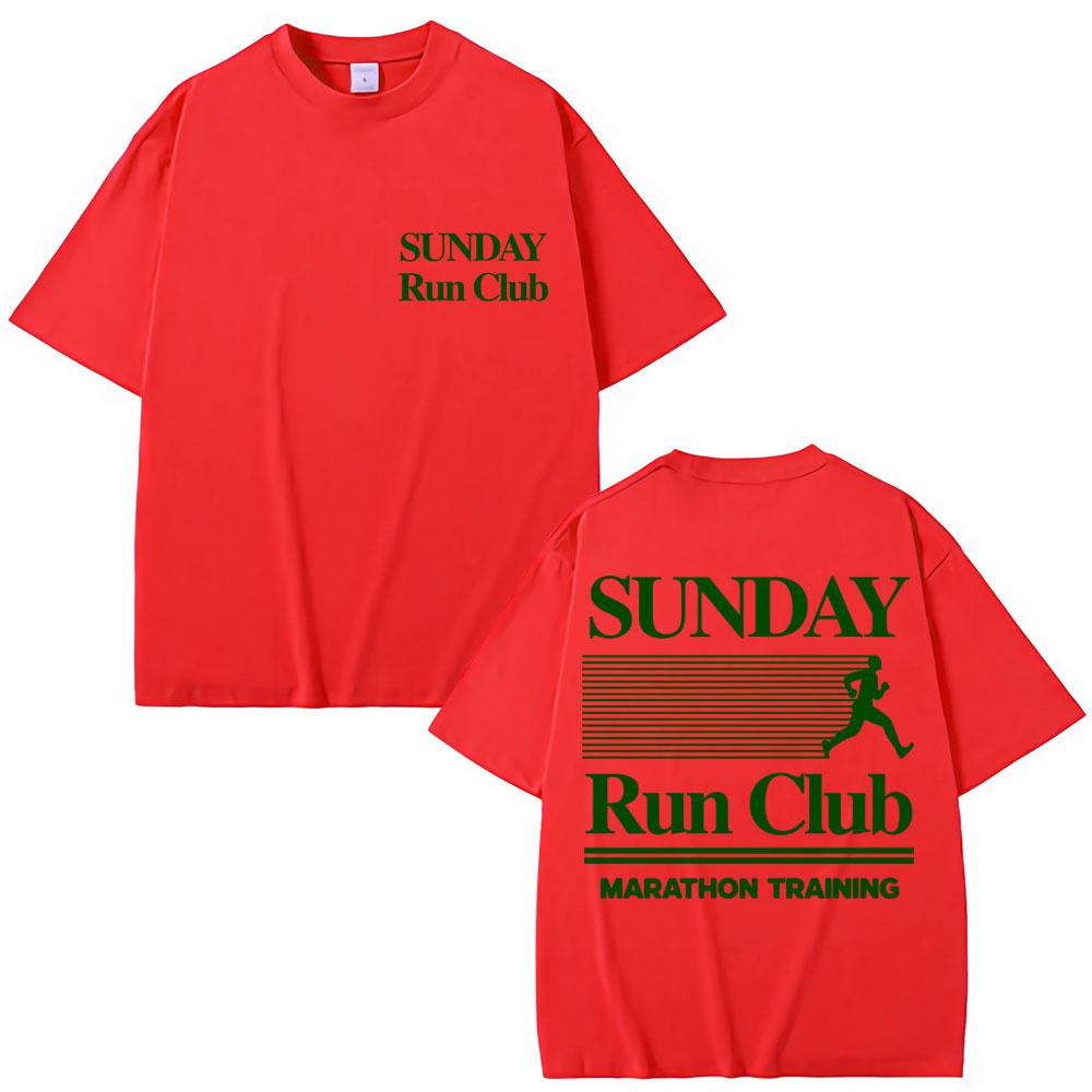 Sunday Running Club Graphic Summer T Shirt Cotton Breathable Sporty Jogging Tshirts Unisex Women Oversized Cotton Casual Tshirt S