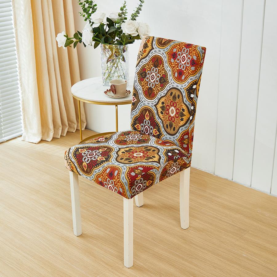 Printed Chair Cover Stain-Resistant Dirt-Resistant Decorative Elastic Chair Cover Universal Living Room Dining Seat Protector