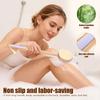 Double Sided Shower Body Brush Silicone and Dense Bristle Massage Back Scrubber Deep Cleaning Exfoliation Bamboo Long Handle