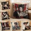 Girl Tattoos Japan Cushion Cover Silky Short Plush Invisible Zipper Dustproof Sofa Pillow Case For Home Decor