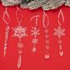 18pcs Christmas Tree Decoration Crystal Ornaments Hanging Acrylic Snowflake Drop Ornaments for Christmas Tree Winter New Year Pa