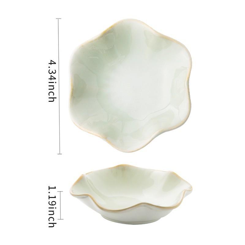 Nordic Ceramic Lotus Flower Jewelry & Snack Tray - Blue/Pink Storage Dish