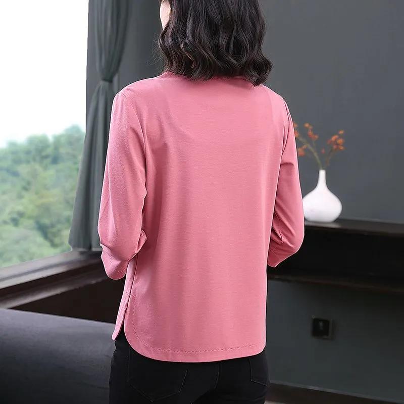 Summer Round Neck Embroidered Three-quarter T-shirt for Middle-aged Elderly People New Loose Mother Tops for Women
