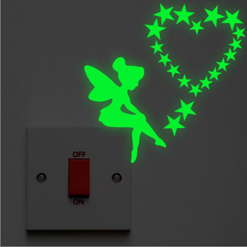 

1 шт., мультяшная светящаяся наклейка на переключатель на темной стене, домашний декор, украшение для детской комнаты, наклейка с изображением луны, звезды и кота