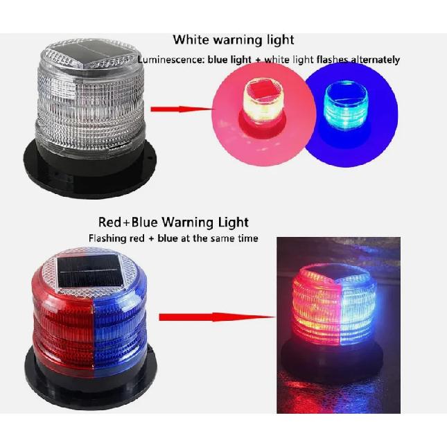 Feu d'avertissement stroboscopique à énergie solaire Aimant de toit de voiture Lumière stroboscopique LED Feu de balisage LED clignotant pour accessoire de Voiture Camion