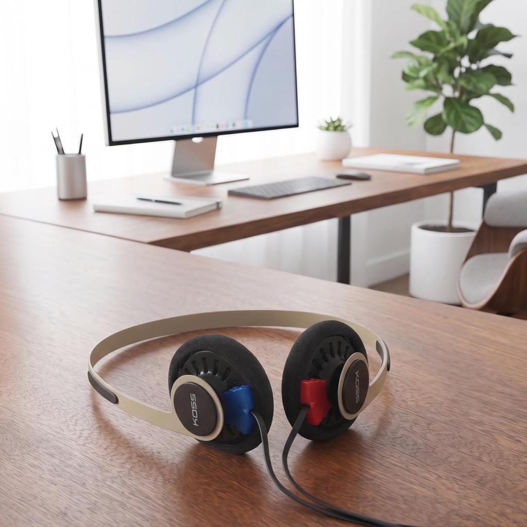 KOSS KPH40 Utility Detachable Cord Design S On-Ear Headphones, System, Ultra-Lightweight (Rhythm Beige)
