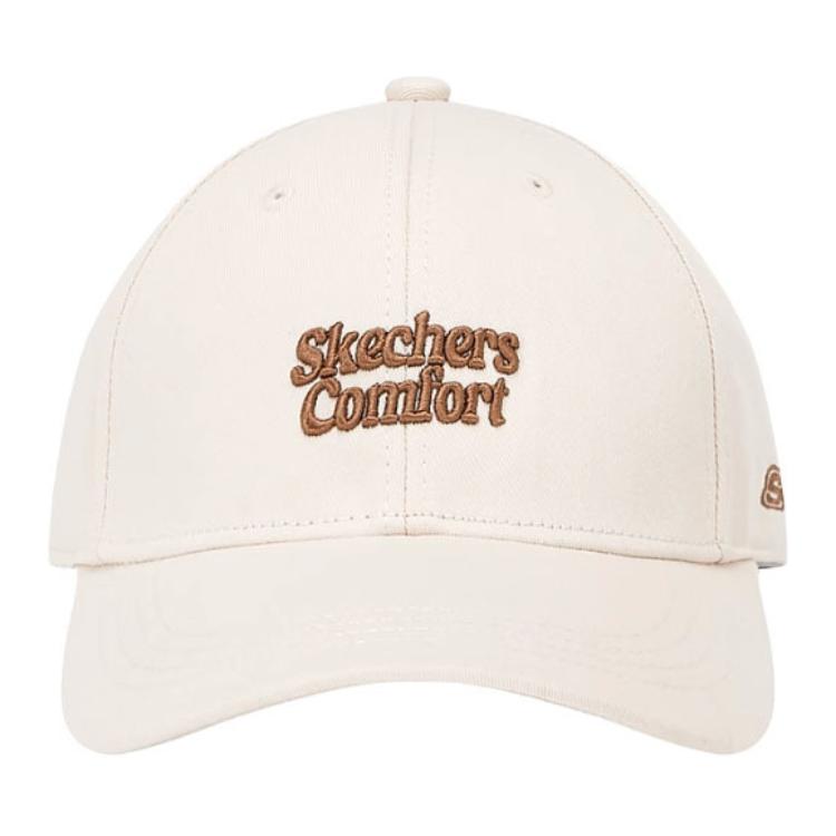 Skechers Letter Embroidery Design Cotton Twill Baseball Cap Unisex Hats Eggshell L125U069-00V7 M